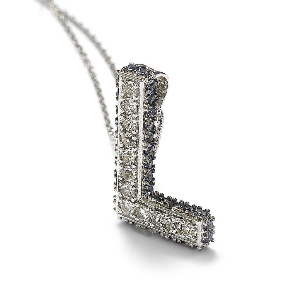 Suzy Levian Sterling Silver Sapphire & Diamond Accent Letter Pendant