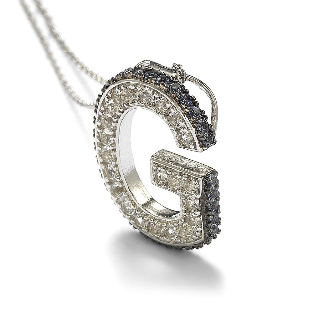 Suzy Levian Sterling Silver Sapphire & Diamond Accent Letter Pendant