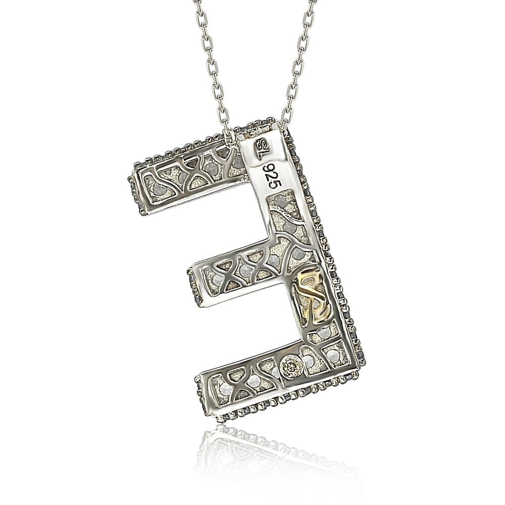 Suzy Levian Sterling Silver Sapphire & Diamond Accent Letter Pendant