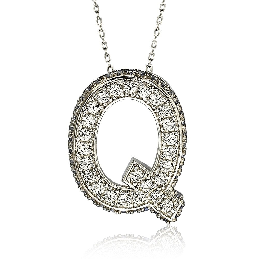 Suzy Levian Sterling Silver Sapphire & Diamond Accent Letter Pendant