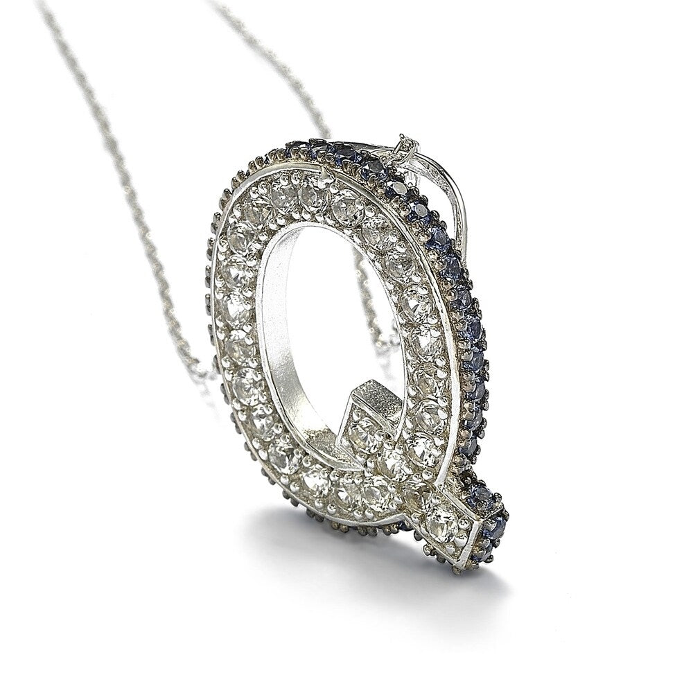 Suzy Levian Sterling Silver Sapphire & Diamond Accent Letter Pendant