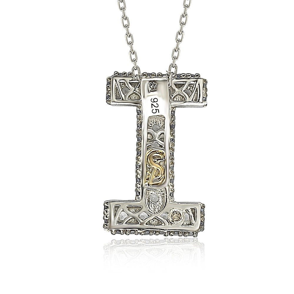 Suzy Levian Sterling Silver Sapphire & Diamond Accent Letter Pendant