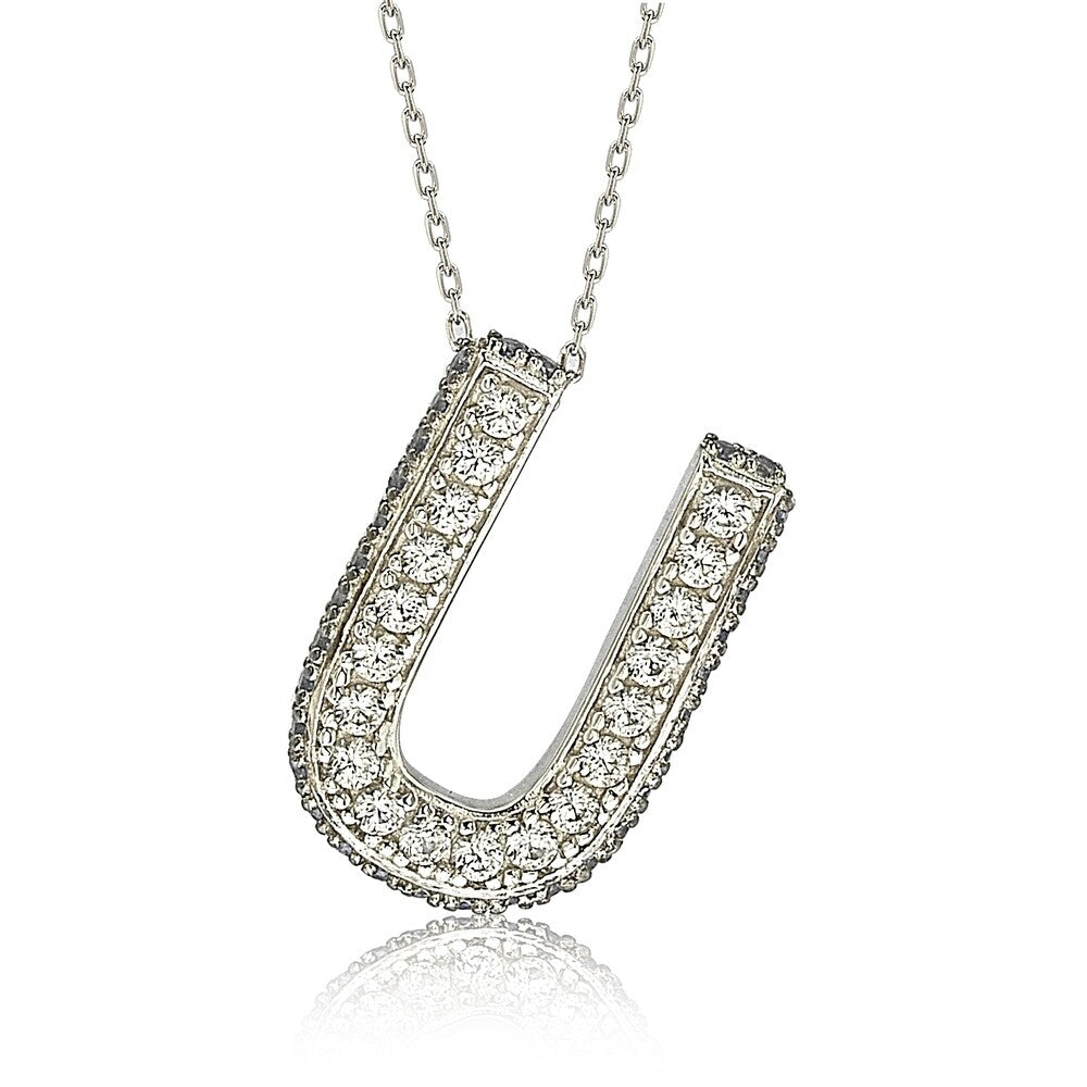 Suzy Levian Sterling Silver Sapphire & Diamond Accent Letter Pendant