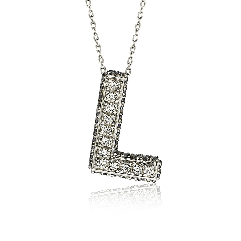 Suzy Levian Sterling Silver Sapphire & Diamond Accent Letter Pendant