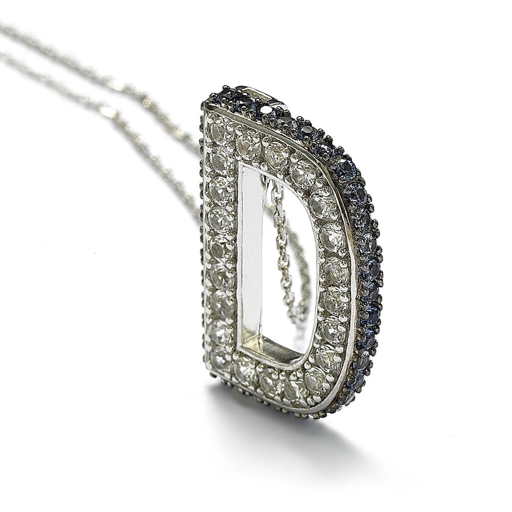 Suzy Levian Sterling Silver Sapphire & Diamond Accent Letter Pendant