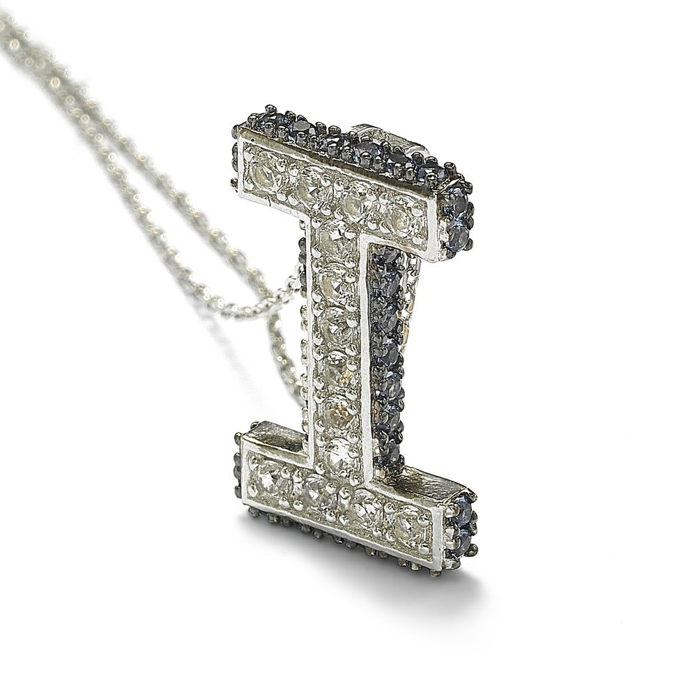 Suzy Levian Sterling Silver Sapphire & Diamond Accent Letter Pendant