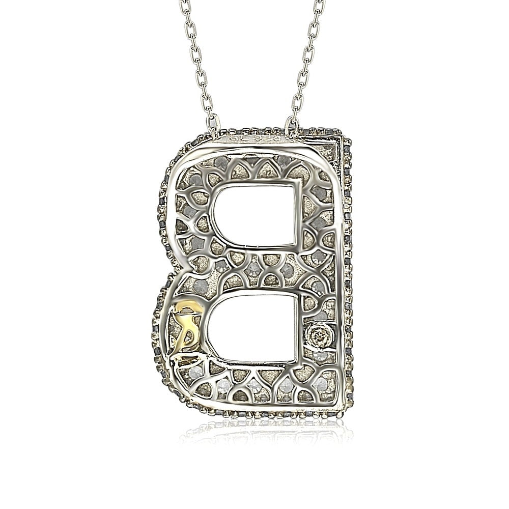 Suzy Levian Sterling Silver Sapphire & Diamond Accent Letter Pendant