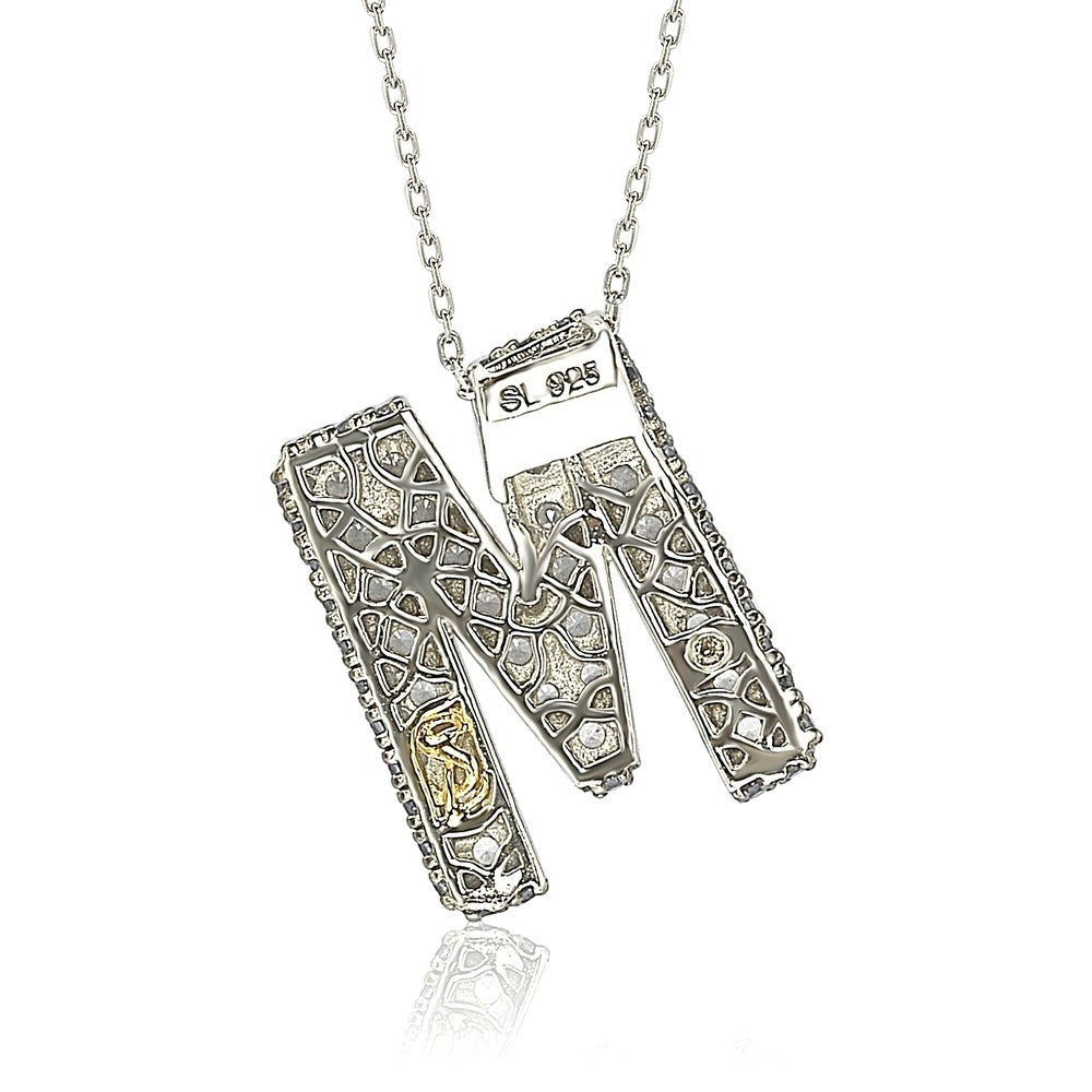 Suzy Levian Sterling Silver Sapphire & Diamond Accent Letter Pendant