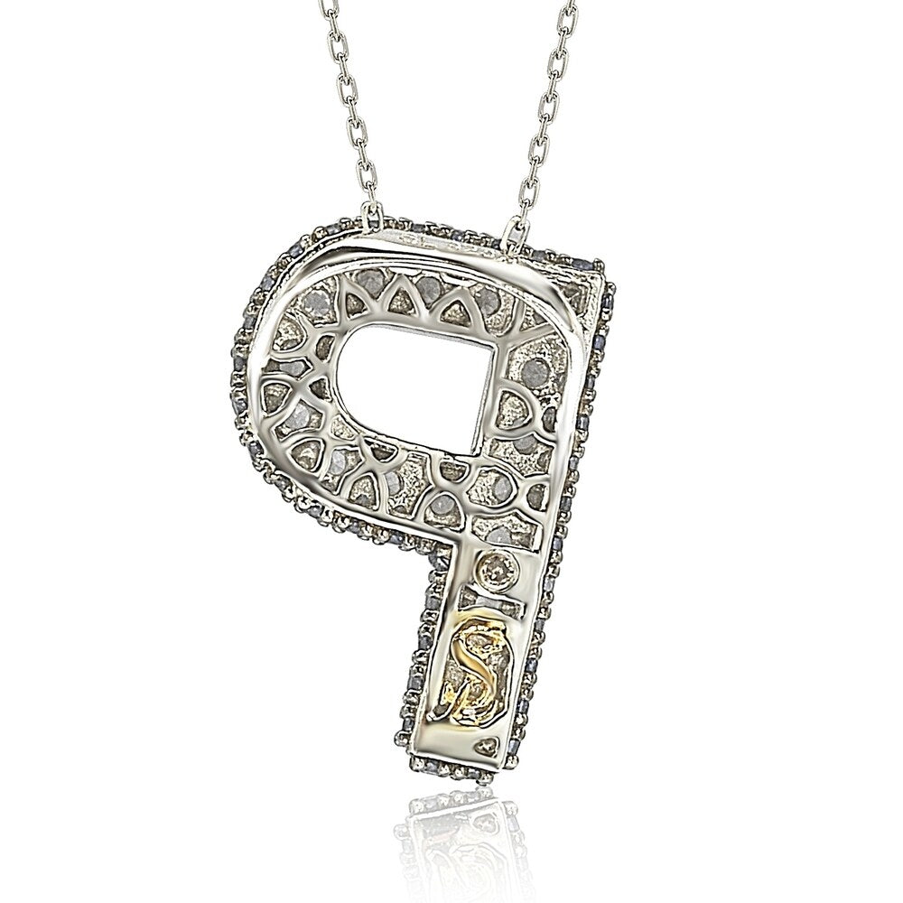 Suzy Levian Sterling Silver Sapphire & Diamond Accent Letter Pendant