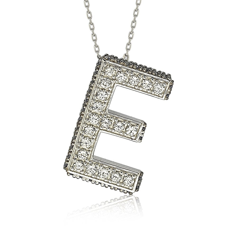 Suzy Levian Sterling Silver Sapphire & Diamond Accent Letter Pendant