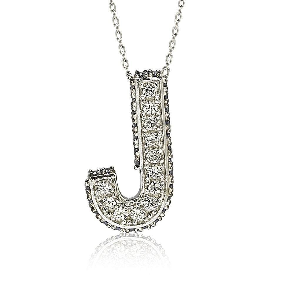 Suzy Levian Sterling Silver Sapphire & Diamond Accent Letter Pendant