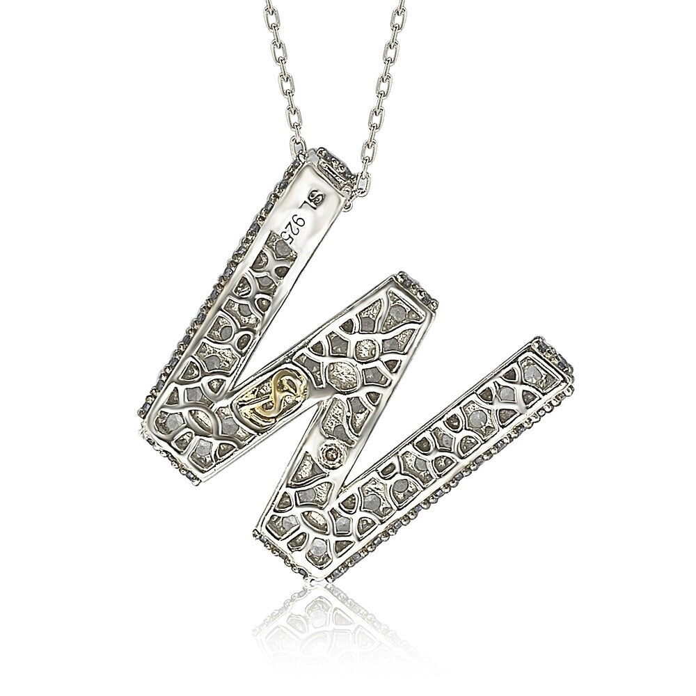 Suzy Levian Sterling Silver Sapphire & Diamond Accent Letter Pendant