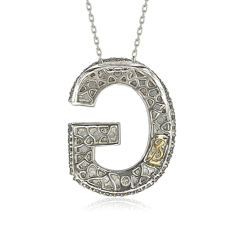 Suzy Levian Sterling Silver Sapphire & Diamond Accent Letter Pendant