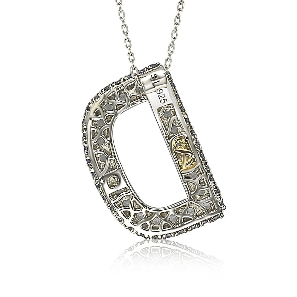 Suzy Levian Sterling Silver Sapphire & Diamond Accent Letter Pendant