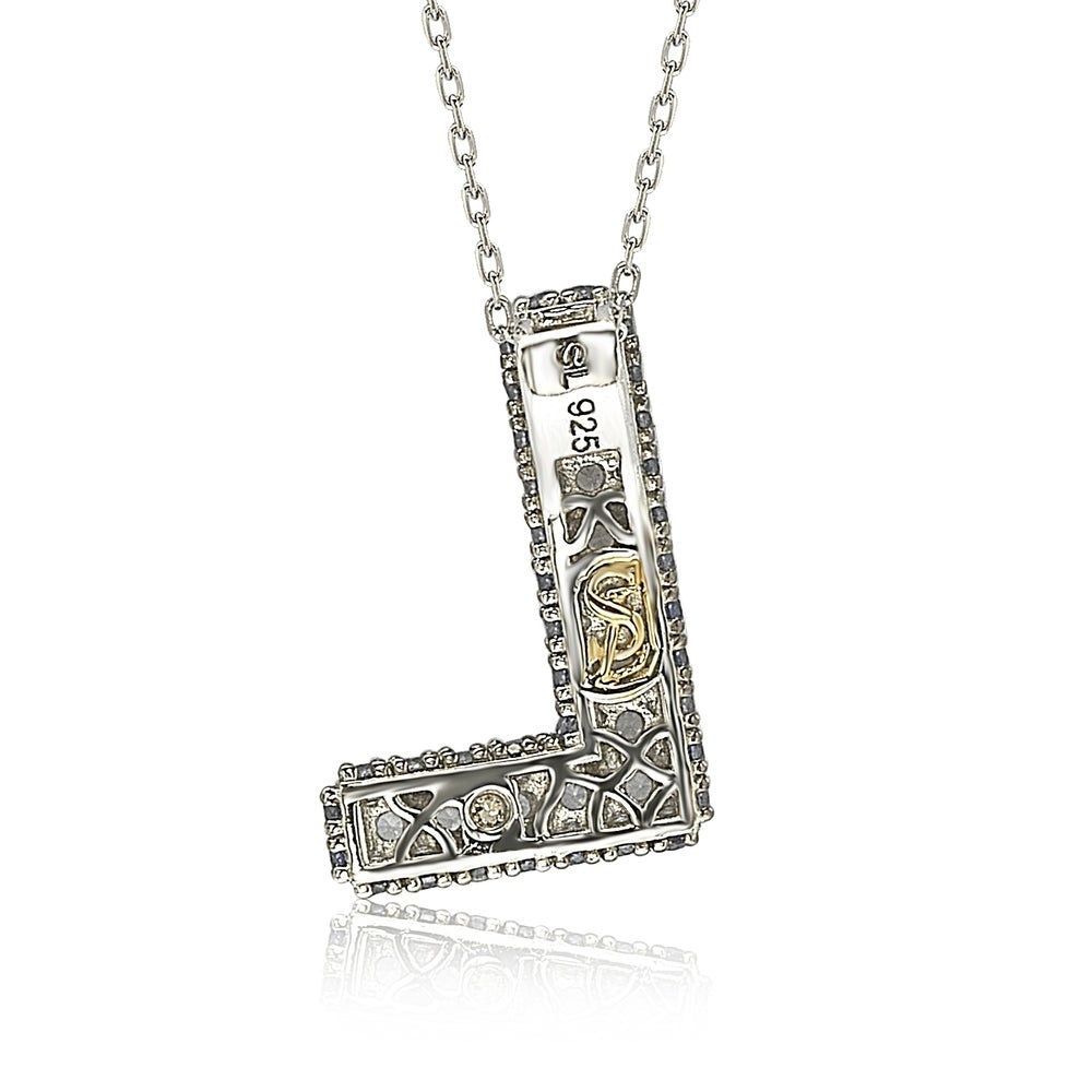 Suzy Levian Sterling Silver Sapphire & Diamond Accent Letter Pendant