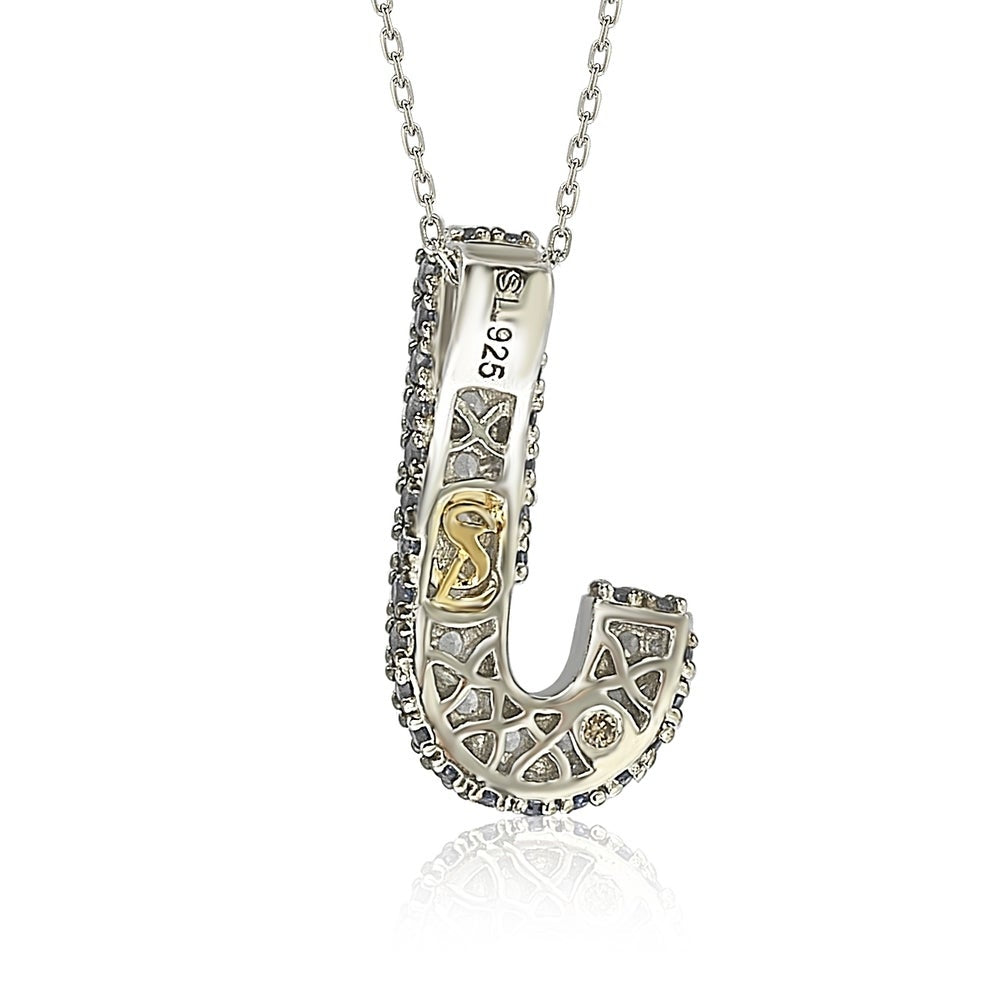 Suzy Levian Sterling Silver Sapphire & Diamond Accent Letter Pendant