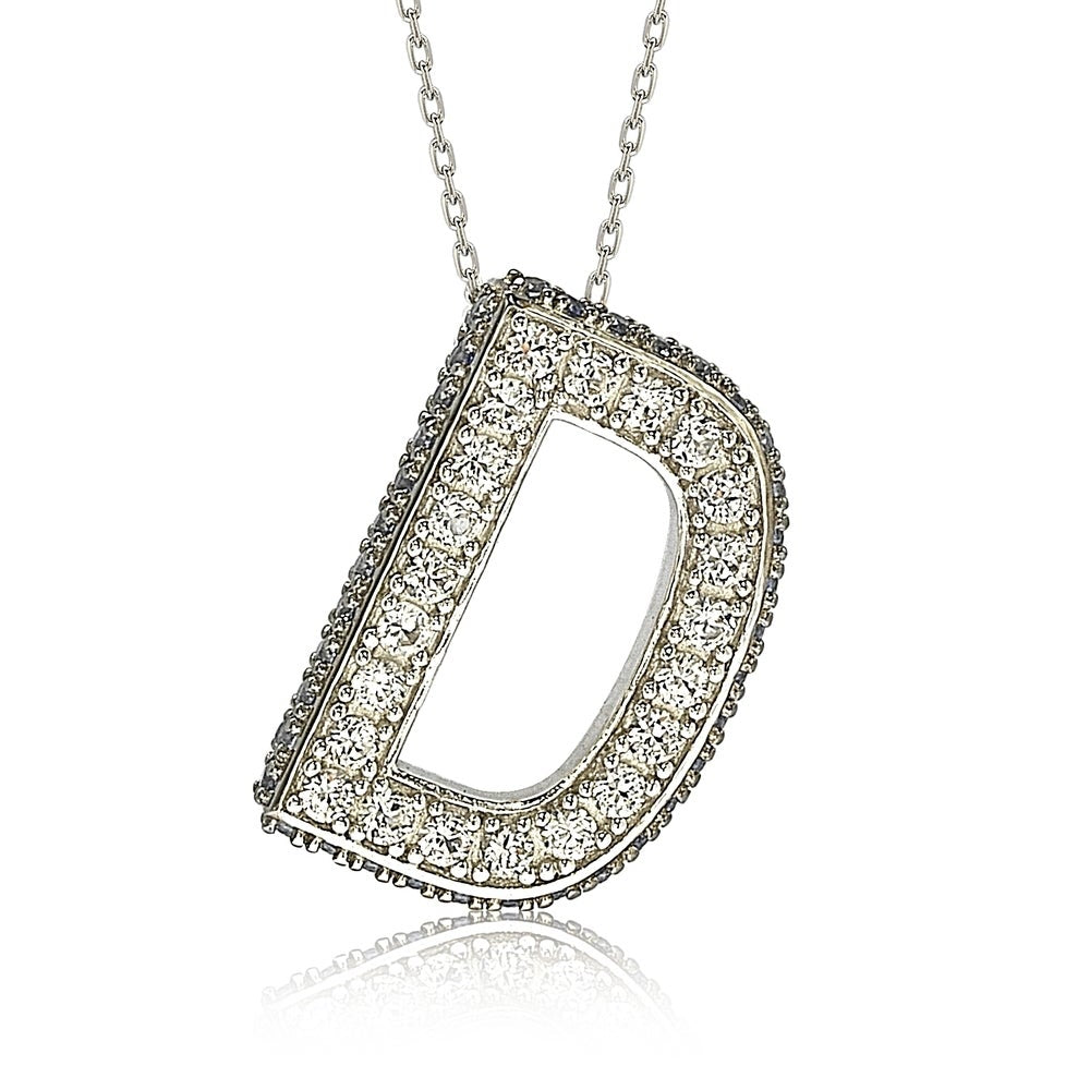 Suzy Levian Sterling Silver Sapphire & Diamond Accent Letter Pendant