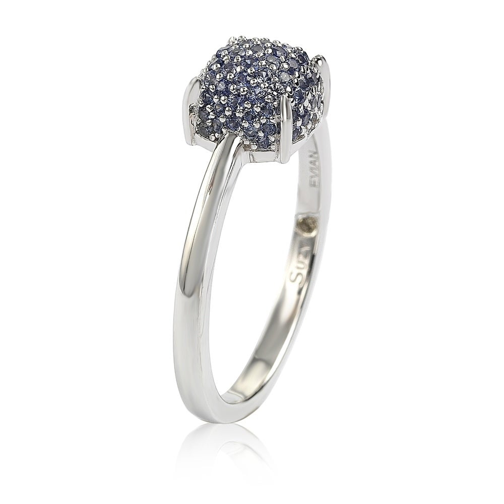 Suzy Levian Sterling Silver Sapphire & Diamond Accent Pave Ball-Top Ring