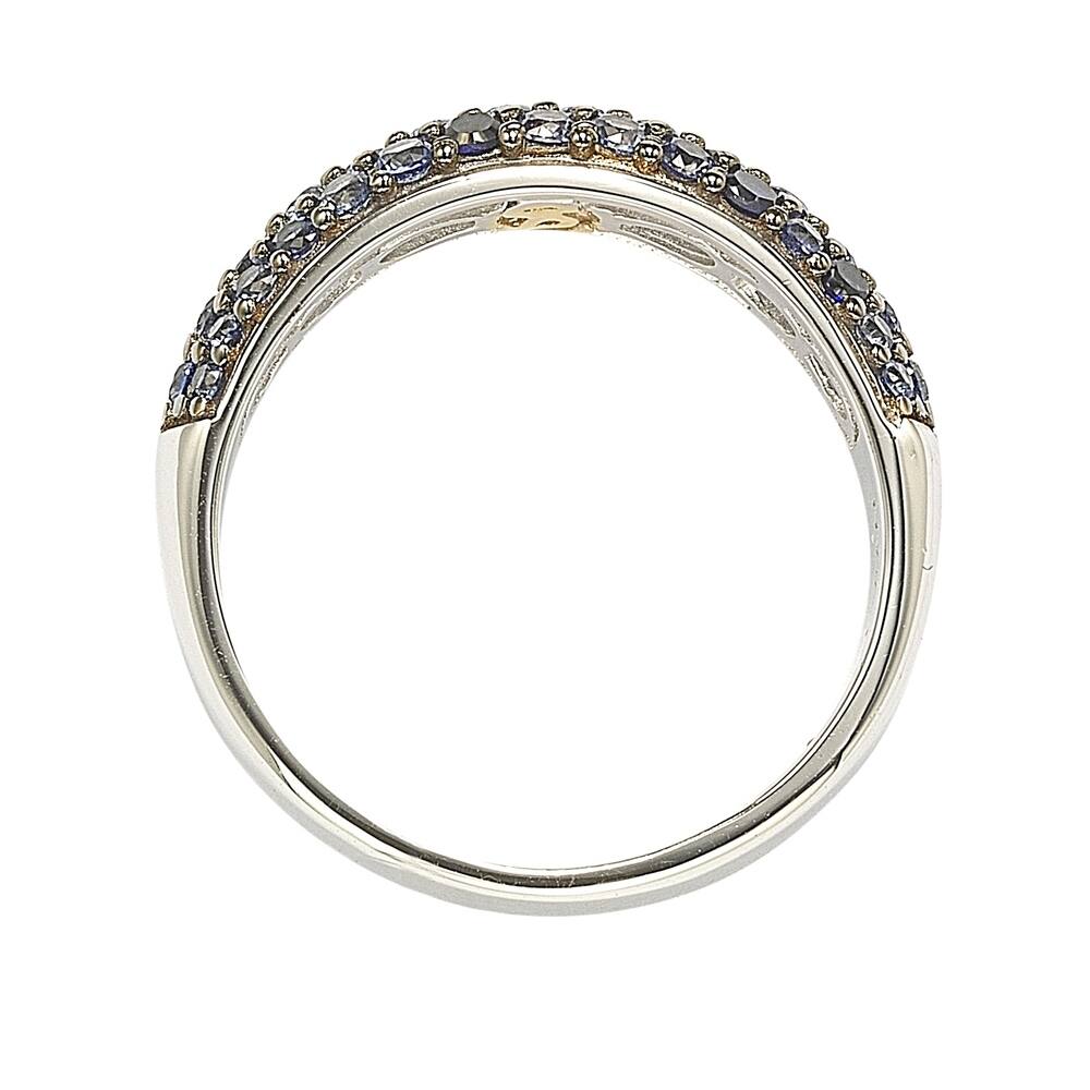 Suzy Levian Sterling Silver Sapphire & Diamond Accent Pave Band Ring