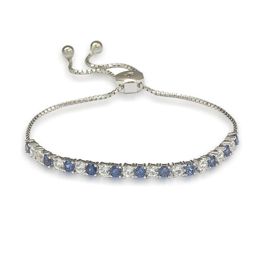 Suzy Levian Sterling Silver Sapphire and Diamond Accent Adjustable Bolo Tennis Bracelet