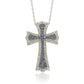 Suzy Levian Sterling Silver Sapphire and Diamond Accent Cross Pendant