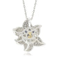 Suzy Levian Sterling Silver Sapphire and Diamond Accent Exotic Flower Pendant Necklace