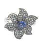 Suzy Levian Sterling Silver Sapphire and Diamond Accent Exotic Flower Ring