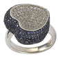 Suzy Levian Sterling Silver Sapphire and Diamond Accent Micro Pave Heart Ring