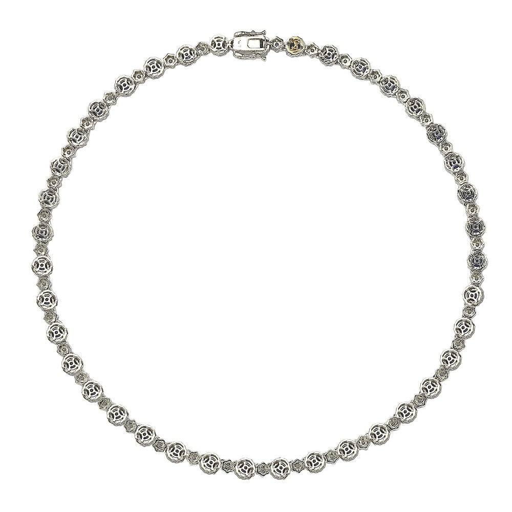 Suzy Levian Sterling Silver Sapphire and Diamond Accent Tennis Necklace