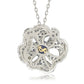 Suzy Levian Sterling Silver Sapphire and Diamond Accent Whimsical Flower Pendant Necklace