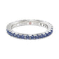 Suzy Levian Sterling Silver Thin Blue Cubic Zirconia Eternity Band