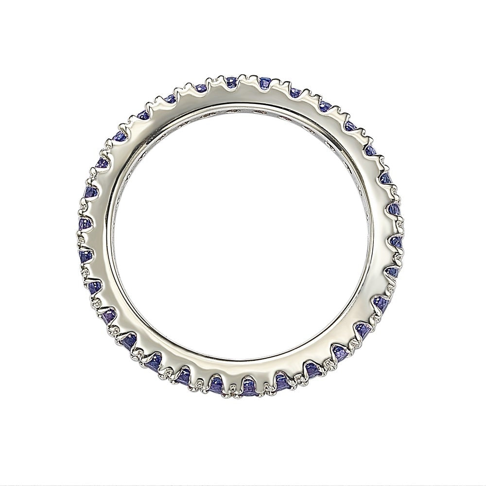 Suzy Levian Sterling Silver Thin Blue Cubic Zirconia Eternity Band