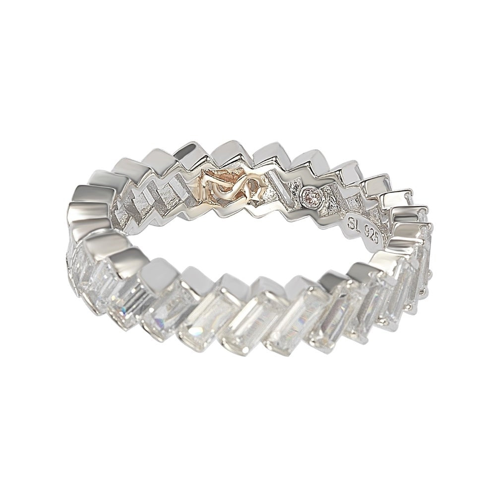 Suzy Levian Sterling Silver White Cubic Zirconia Bagguette Eternity Band