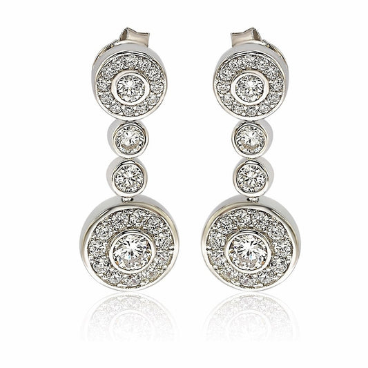 Suzy Levian Sterling Silver White Cubic Zirconia Circle Drop Earrings