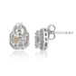 Suzy Levian Sterling Silver White Cubic Zirconia Cushion-Cut Halo Stud Earrings