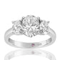 Suzy Levian Sterling Silver White Oval Cut Cubic Zirconia 3-Stone Engagement Ring