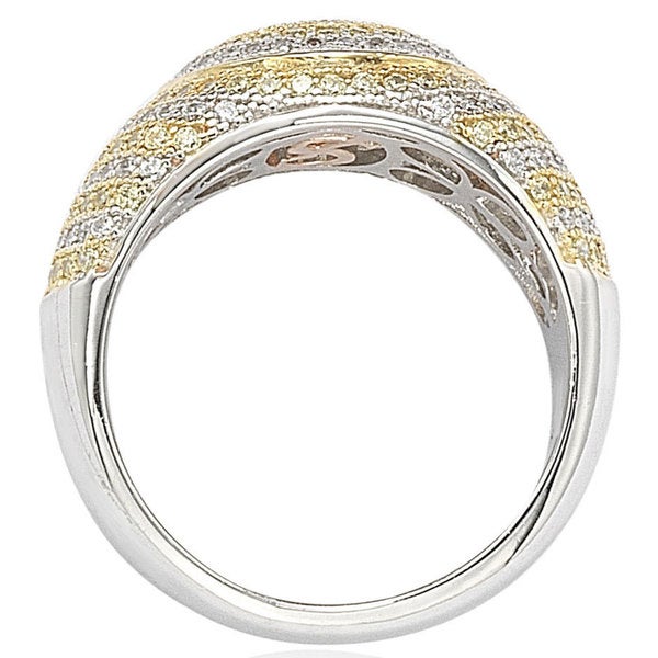 Suzy Levian Sterling Silver White & Yellow Circle Cubic Zirconia Ring