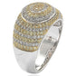 Suzy Levian Sterling Silver White & Yellow Circle Cubic Zirconia Ring