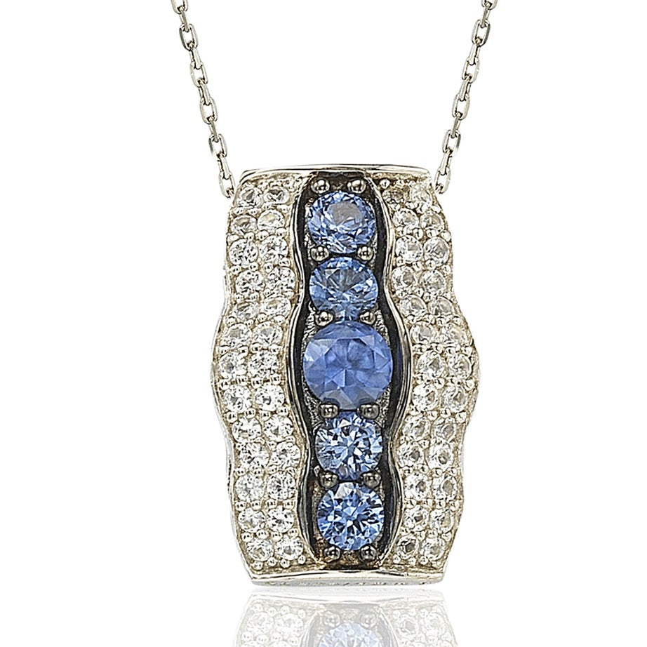 Suzy Levian Sterling Silver Sapphire and Diamond Accent Pendant