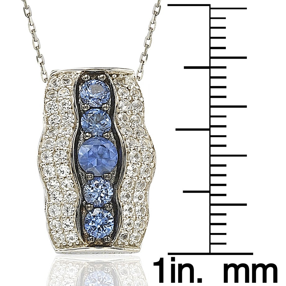 Suzy Levian Sterling Silver Sapphire and Diamond Accent Pendant