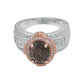 Suzy Levian Two-Tone Sterling Silver 4.65 cttw Smoky Quartz Ring