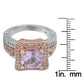 Suzy Levian Two-Tone Sterling Silver 5.57 cttw Cushion Cut Purple Amethyst Ring