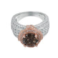 Suzy Levian Two-Tone Sterling Silver Round 4.85 cttw Smoky Quartz Ring