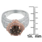 Suzy Levian Two-Tone Sterling Silver Round 4.85 cttw Smoky Quartz Ring