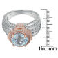 Suzy Levian Two-Tone Sterling Silver Round 5.71 cttw Blue Topaz Ring