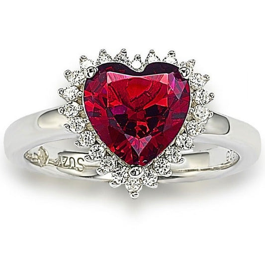 Suzy Levian Valentine's Day Sterling Silver Cubic Zirconia Engagement Ring