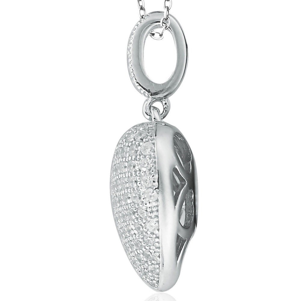 Suzy Levian White Cubic Zirconia Sterling Silver Pave Heart Pendant