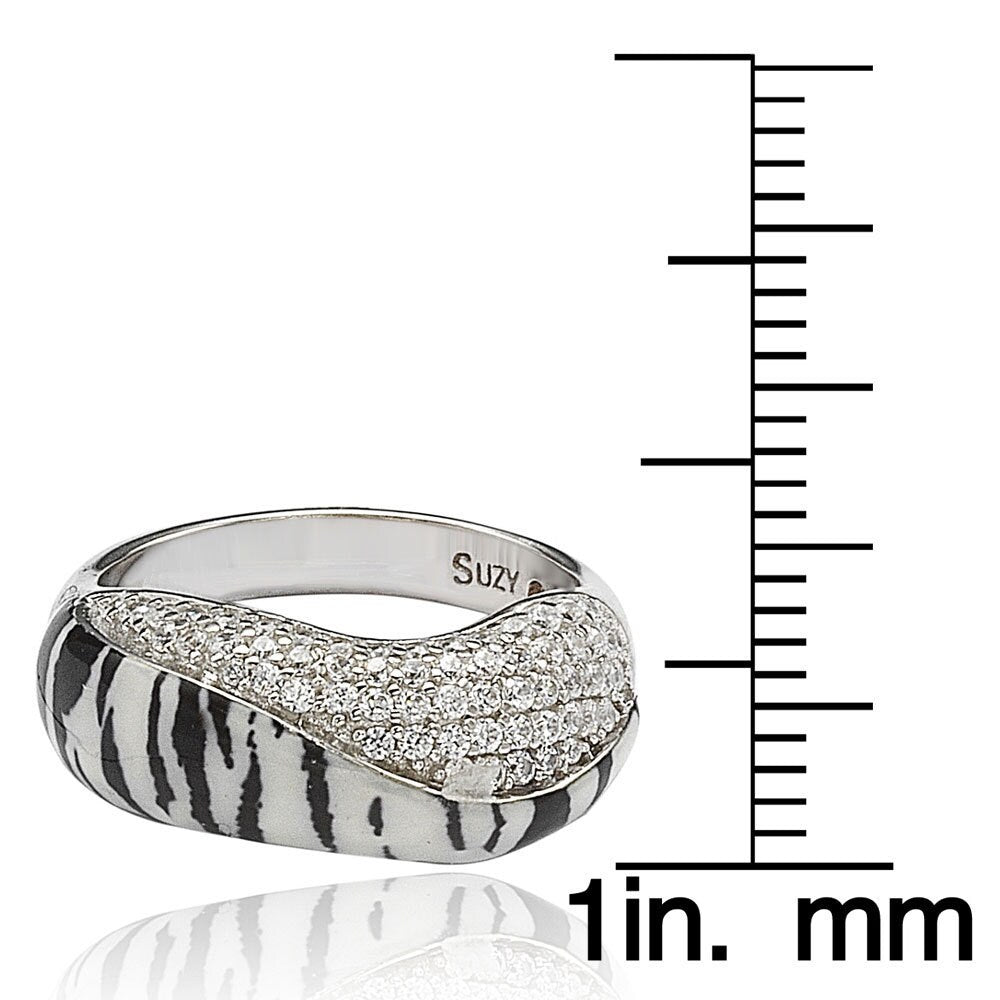 Suzy Levian Wild Side Sterling Silver Cubic Zirconia White Tiger Ring