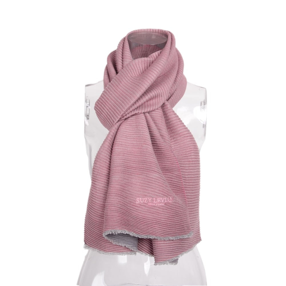Suzy Levian Women's Double-Sided Pink and Grey Scarf