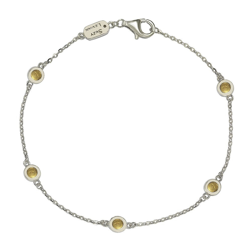 Suzy Levian Yellow Sapphire 1 cttw Sterling Silver Station Bracelet